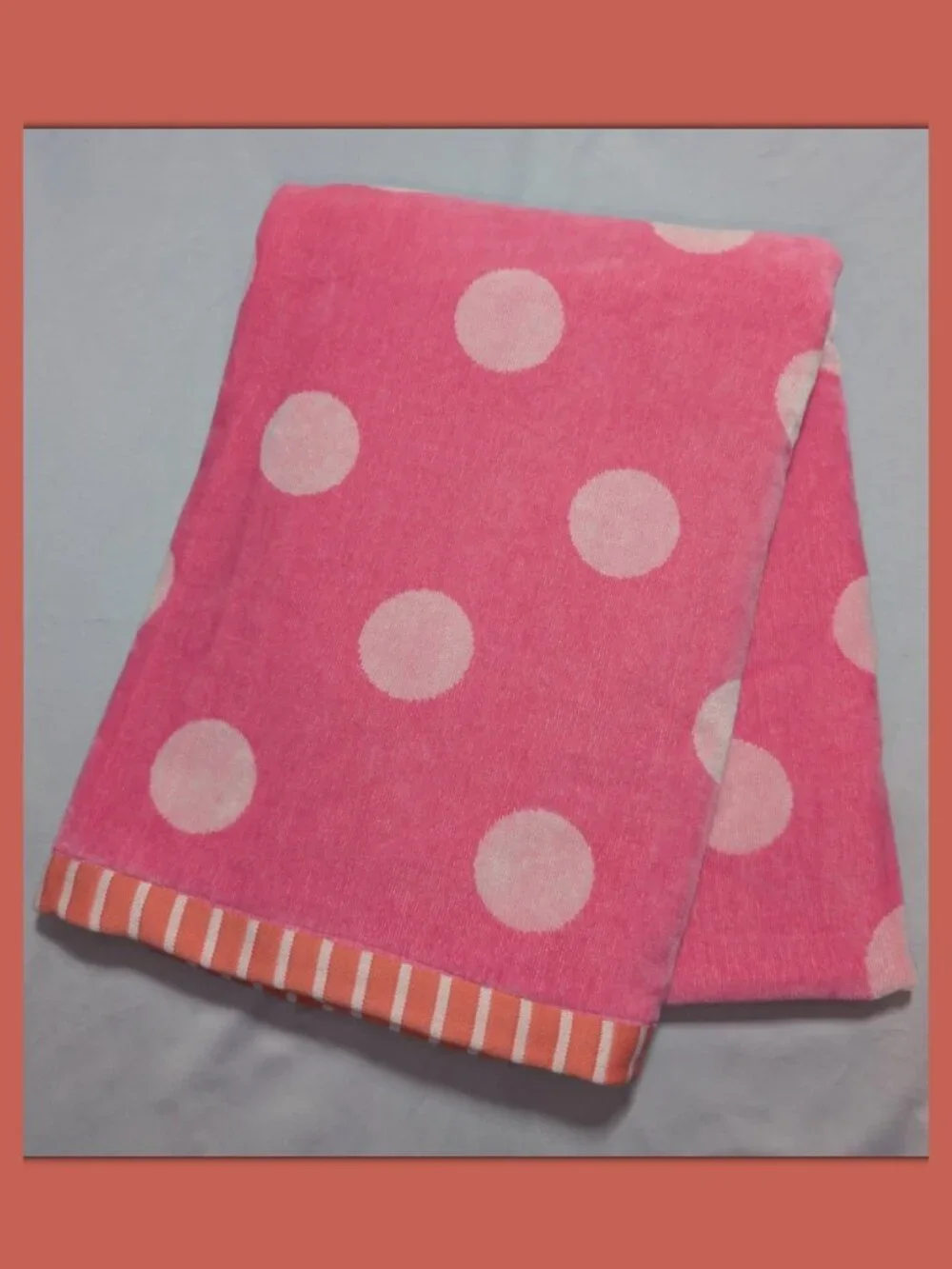 NWT Kate Spade New York Beach Towel - Polka Dot - Pink & White - 100% Cotton